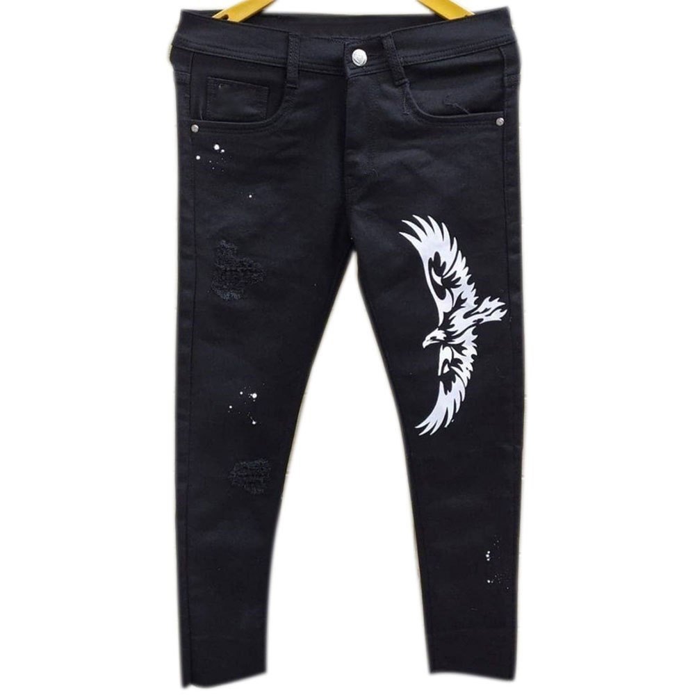 Jet Black Trendy Jeans Men